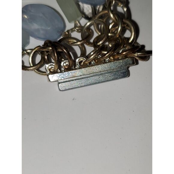 A Very Chunky Acrylic Beaded Chain Bracelet Blue Magnetic Evening Casual Boho - Picture 6 of 9